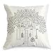 Treehouse Pattern Graffiti Coloring Pillowcases 18 Inch Square for Kids, with A Set of 12 Doodle Color Pens