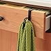 mDesign Metal Over Cabinet Door Kitchen Storage Hooks and Ring - Holds Dish Towels, Hand Towels, Pot Holders, Oven Mitts - Set of 3 - Bronze