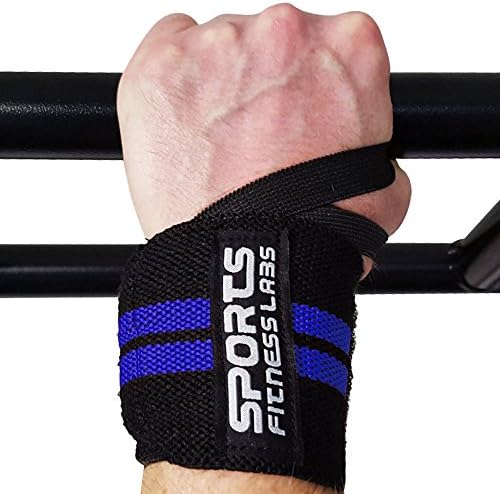 18" Wrist Wraps by Sports Fitness Labs | A Pair of Premium Quality Adjustable Velcro Straps and Supportive Thumb Loop | Ideal for Weightlifting, Powerlifting, Bodybuilding &amp; CrossFit | For Women &amp; Men