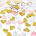 MOWO Glitter Heart Confetti Wedding Party Decor and Table Decor, 1.2’’ in Diameter (Glitter Gold,Pink,White Mix,200pc)