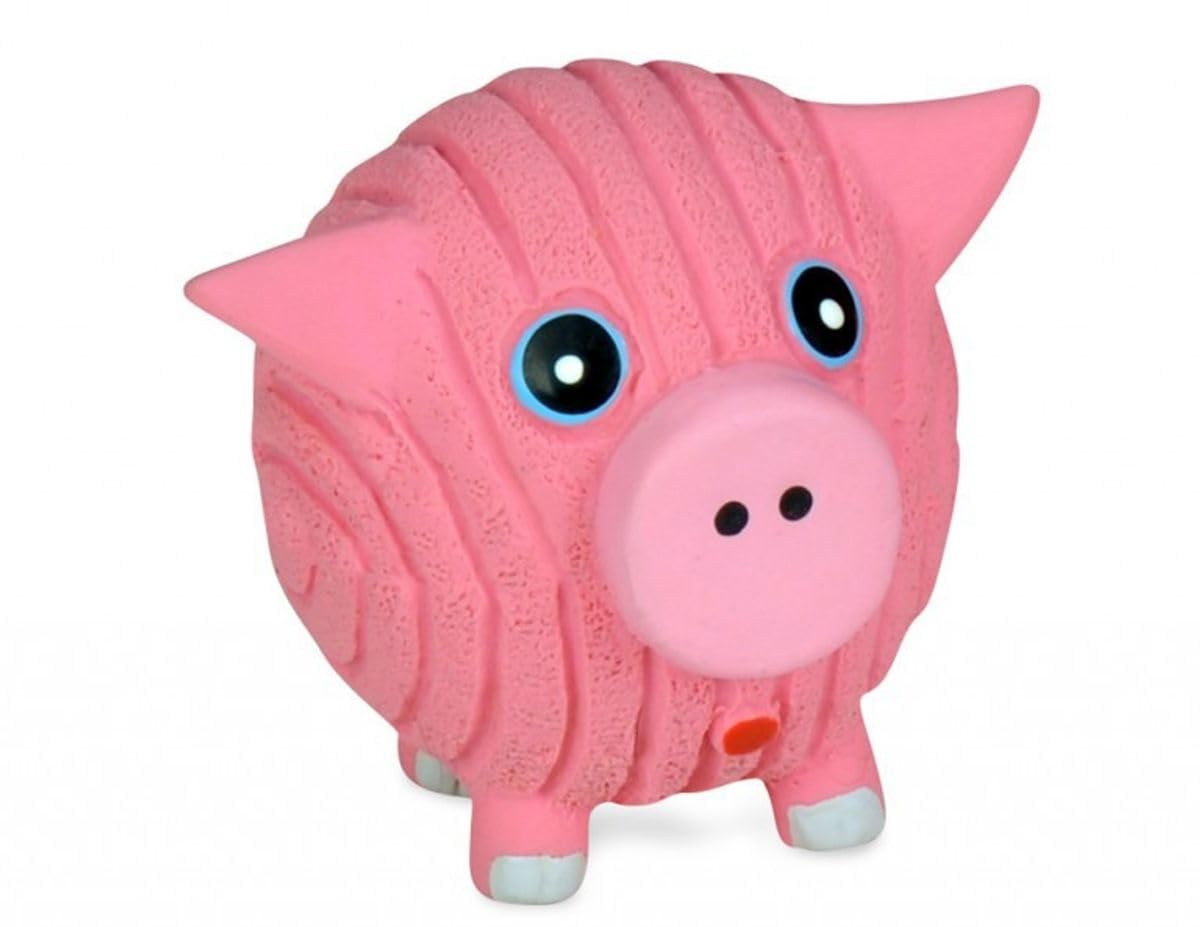 HuggleHounds Ruff-Tex All Natural Squeaky Tough Dog Chew Toy, Hamlet The Pig, Large