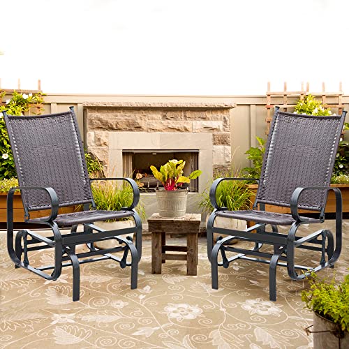 PatioPost Wicker Outdoor Glider Chair Porch Glider Patio Swing Rocking