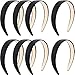 Blulu 8 Pcs Satin Headbands Bulk 1 Inch Wide Hard Headband Anti-slip Hairbands Plain Ribbon Comfortable Hair Accessories for Women Ladies Girls DIY Craft(Black)