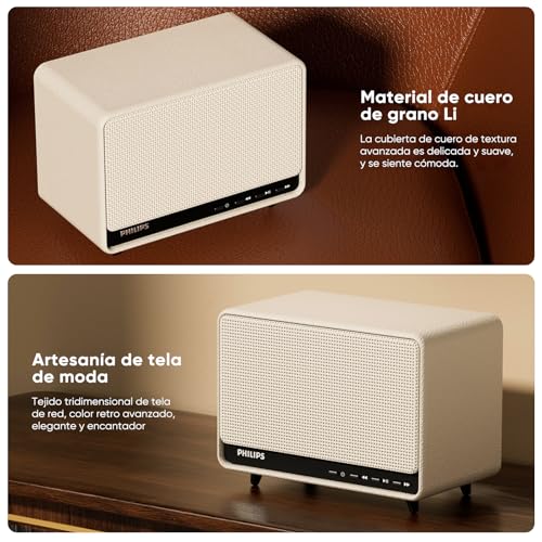 PHILIPS Bocina Bluetooth, Altavoz Bluetooth Portátil con Graves Profundos, 30 W, Bluetooth 5.3, 13h de Reproducción, Admite Bluetooth/AUX/TF/U Disk para Interiores, Fiestas, Exteriores (Blanco)