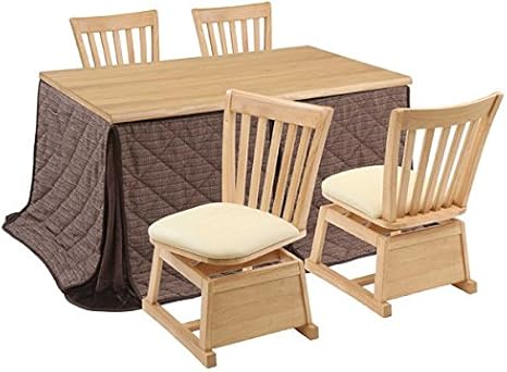 Amazon Co Jp ハイタイプこたつ ダイニングコタツ こたつ楓 かえで 135センチ幅 長方形 椅子4脚 布団の6点セット ナチュラル色 ホーム キッチン