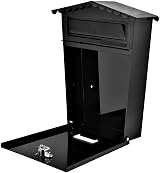 Greenfields Lockable Black Galvanised Wall Mount Mailbox Post Box Weatherproof view 2