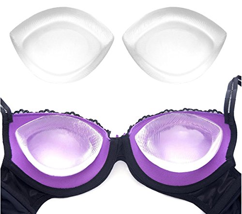 1 Pair Clear Women Gel Bra Insert Push-up Enhancer Breast Molding Pads for Swimsuit and Bikini