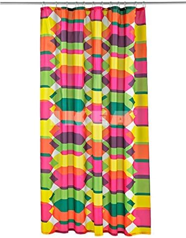 Ikea Colorful Multicolor Abstract Geometric Fabric Shower Curtain 71 X 71 Lillskar