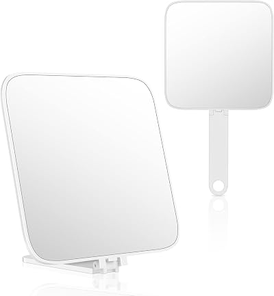 OSDUE Portable Travel Mirror Dual Purpose Handheld Square Mirror with Handle