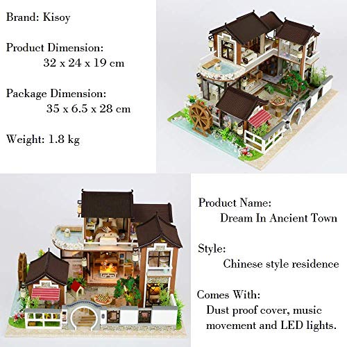 image for Kisoy Miniature DIY Dollhouse Kit with Furniture Accessories Creative 