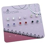 Pack of 6 Pairs 4mm Cubic Zirconia Crystal Magnetic Stud Earrings for Teen Girls