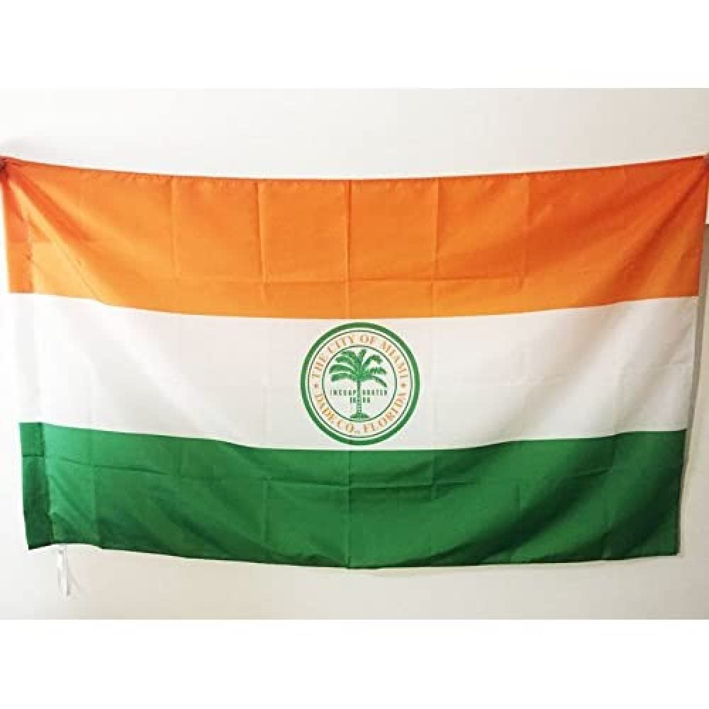 AZ FLAG - Miami Flag - 2x3 Ft - Miami city Banner with Sleeve - 100% Polyester - Fade Resistant - Vivid Colors - 2' x 3' Feet - 90x60 Cm