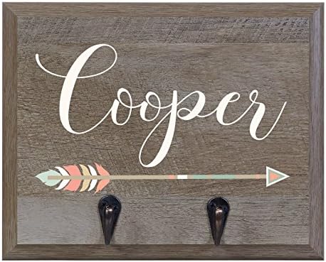 Rooms Organized Personalized Re-Engineered Barn Wood Family Name Decor Wall Mounted Coat Hat and Dog Leash Rack Storage with 2 Metal Hooks 10" w x 8" h 4.25" deep (Arrow)