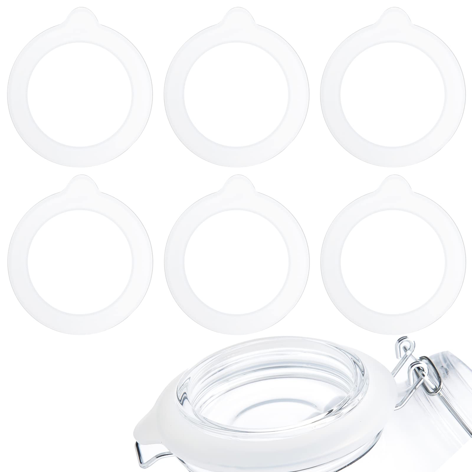 KINBOM 6pcs Silicone Replacement Gaskets, Silicone Sealing Ring Jar Rubber Seals for Storage Glass Sealed Canning Jars (3.7inch Outer Diameter, 2.7inch Inner Diameter)