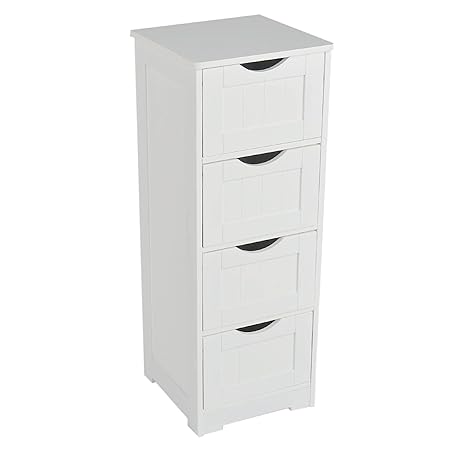 Limal Kommode mit 4 Schubladen Schrank Schubladenschrank MDF weiß lackiert