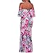 Dynen Women's Floral Print Off Shoulder Ruffle Party Long Maxi Dress Pink