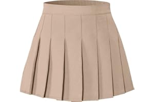 Cromoncent Girls Womens Pleated Mini Skirt Short High Waist School Uniform, 2Years - 4XL