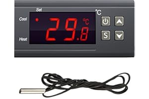 FBHDZVV Digital Temperature Controller STC-1000 Digital LED Display DC 12V 10A Celsius Heating Cooling Centigrade Thermostat Sensor 2 Relay Output with NTC 10K Thermistor Sensors Temperature Probe