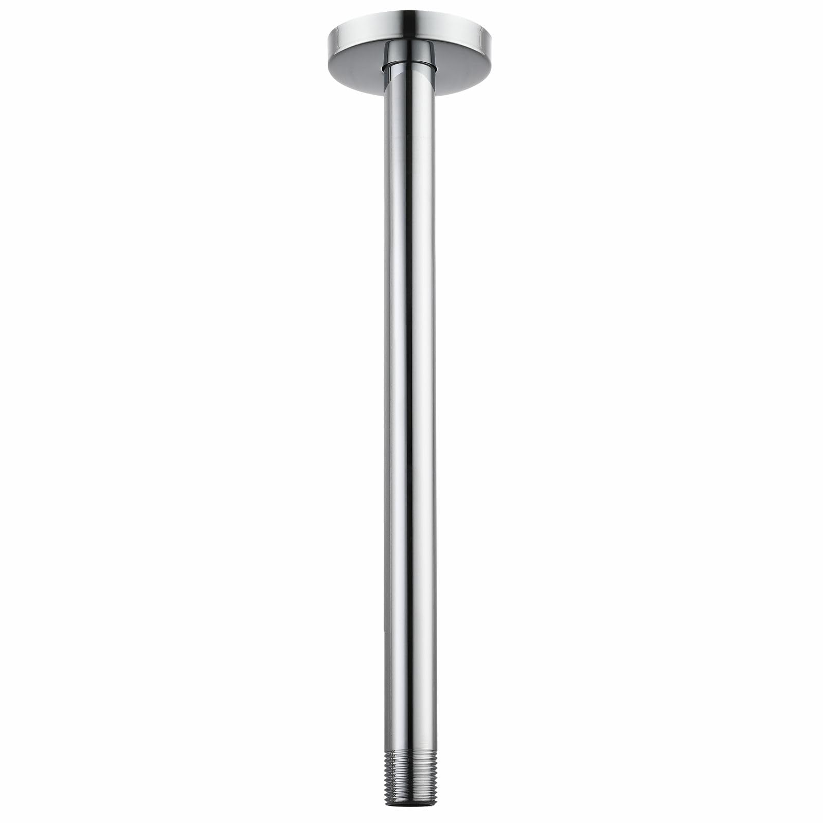 Voolan Shower Arm with Flange, Ceiling Mounted Round Fixed Shower Pipe, Bathroom Straight Rain Shower Replacement Arm, Universal Connection 1/2 NPT (16 Inch, Chrome)