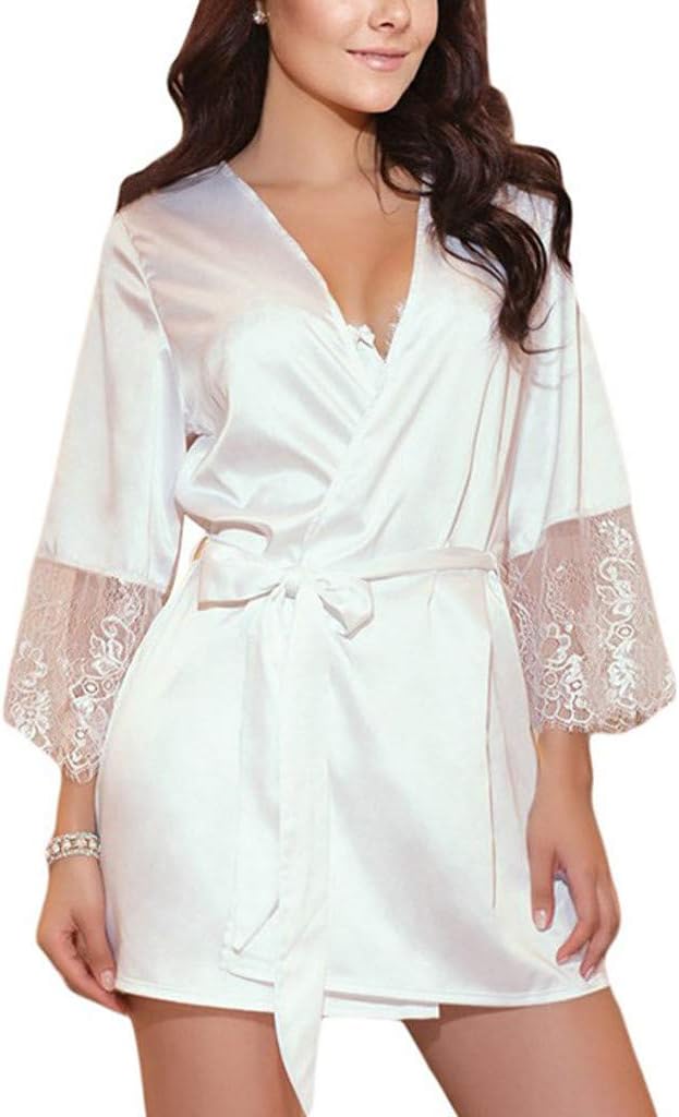 Women Dressing Gown TUDUZ Ladies Lace Silk Underwear Lingerie Soft Sleepwear Nightdress Spa Bathrobes Dress
