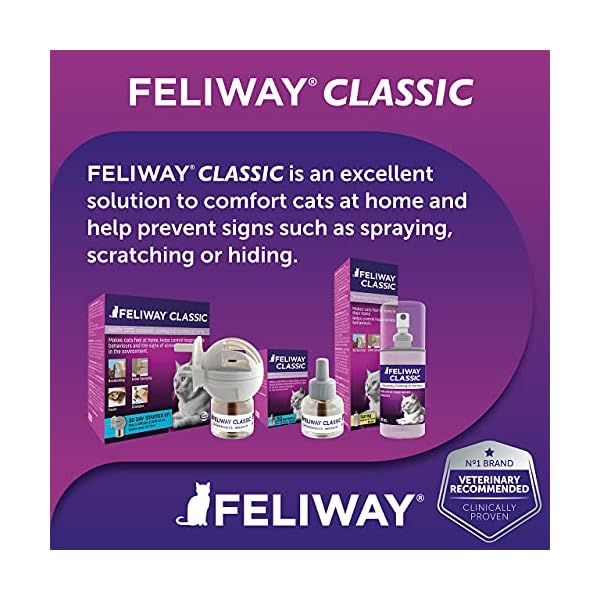 Feliway-Classic-30-Day-Starter-Kit-Diffuser-and-Refill-48ml FELIWAY Classic 30 day starter kit. Diffuser and Refill. Comforts cats and helps solve helps solve behavioural issues…