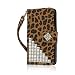 MPERO BLU Studio 5.0 S II Wallet Case, [Flex Flip] Cover with Card Slots and Wrist Strap (Studded Leopard)