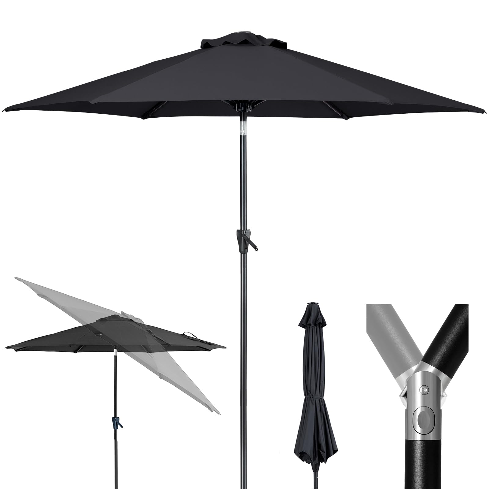 Tempera 10ft Patio Market Outdoor Table Umbrella with Push Button Tilt and Crank,Large Sun Umbrella with Sturdy Pole&Fade Resistant Canopy,Easy to Set, SPACE GREY Image