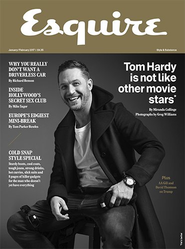 Esquire UK Magazine (January, 2017) Tom Hardy Cover