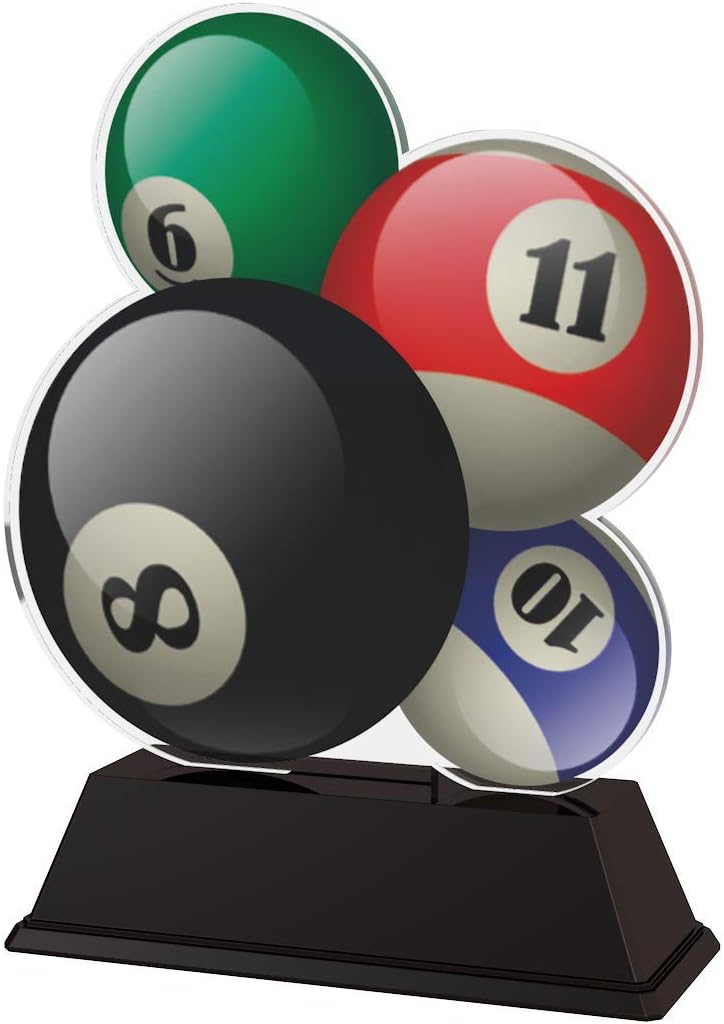 Trophy MonsterModern Pool Award Free Engraved Plate | Bulk Trophies Deal | for Clubs & Leagues | Made from Printed Acrylic (3 sizes)