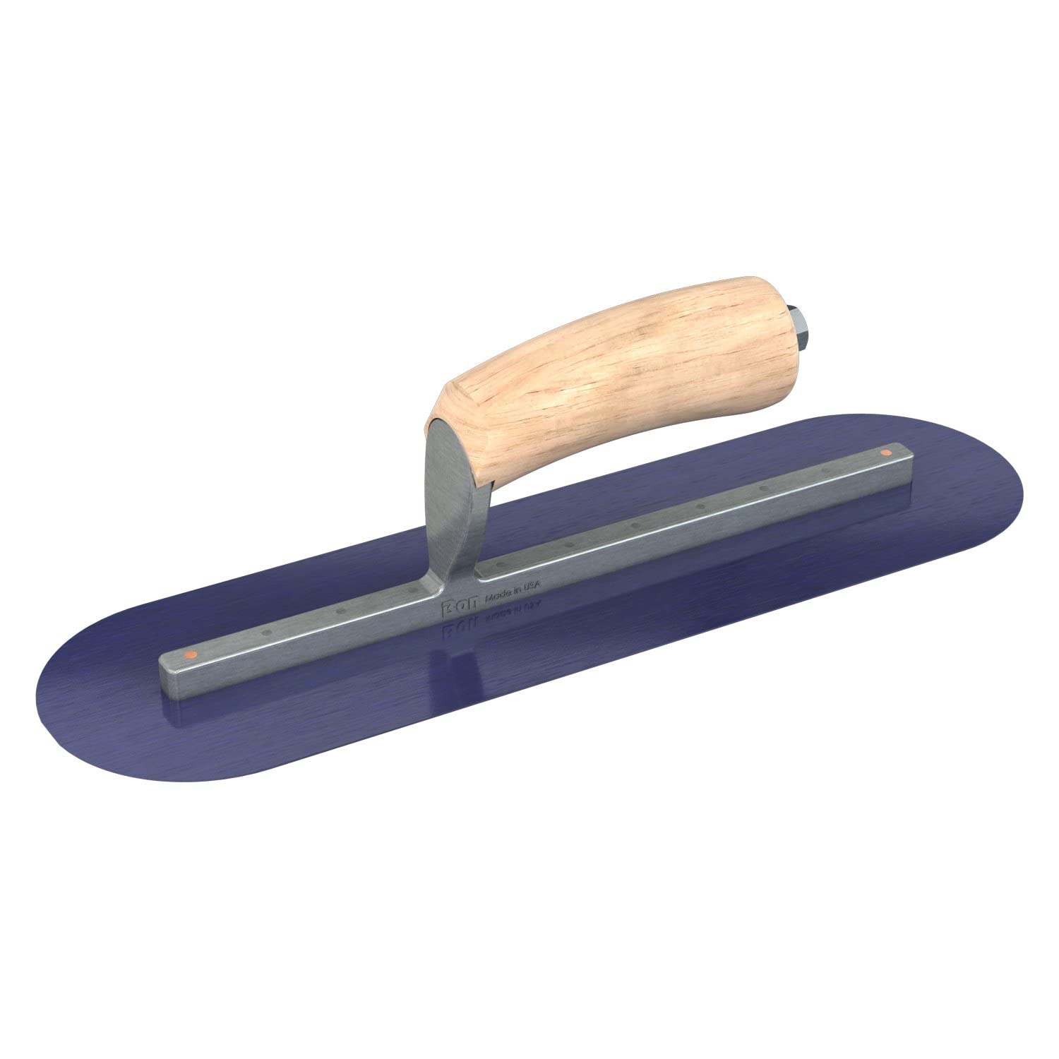 Bon 66-151 Finish Trowel - Round - Blue Steel - 14 X 4 - Wood Handle