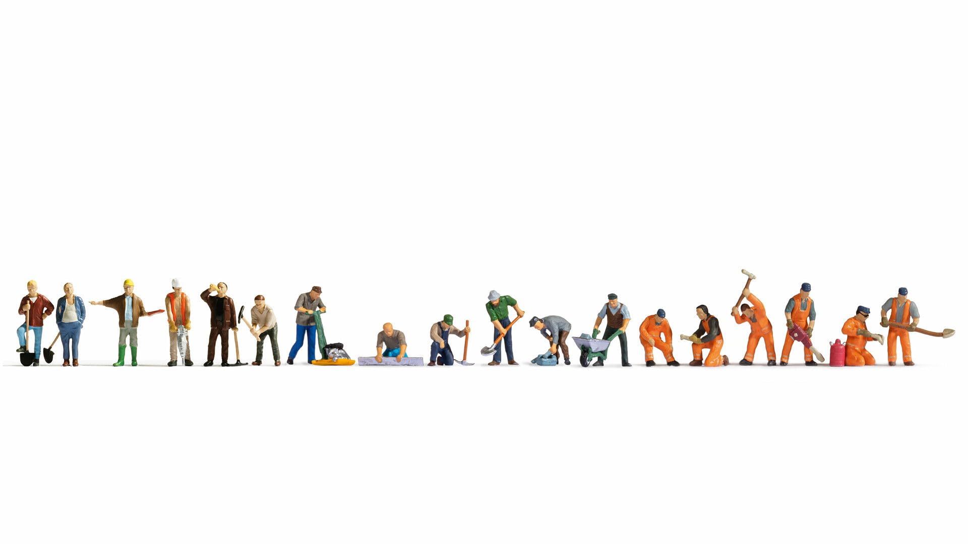 NOCH® XL set "At work", 18 hand-painted figures of the model railway track H0 1:87 for realistic model building sceneries and dioramas