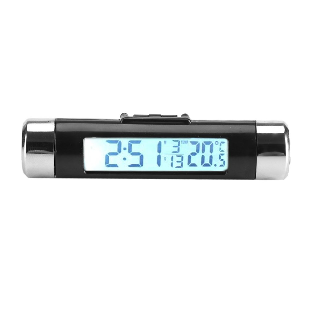 Car Thermometer, Digital LCD Clock for Car, 3 in 1 Automotive Temperature Monitor with Air Vent Clip, for Truck SUV and Car, for Travelers, Drivers, Commuters