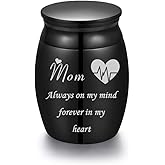 Sunling Mini Stainless Steel Decorative Cremation Keepsake Urns for Ashes 1.57 Inch High Small Funeral Urns Memorial Ashes Holder Share with Familiy Members-Black Color