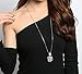 Z-Jeris Fashion Rhinestone Crystal Stuffing Hollow Flower Pendant Long Chain Necklace (Silver)