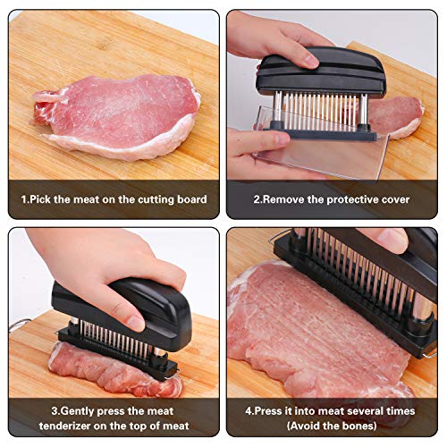 Meat Tenderizer with 48 Stainless Steel Ultra Sharp Needle Blades