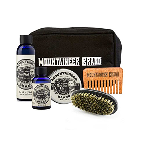 Canvas Dopp Beard Care Kit by Mountaineer Brand: All-Natural, Complete Beard Care in one Kit (Timber