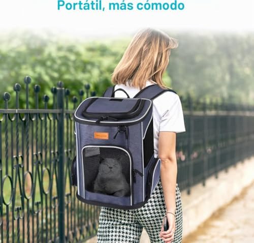 Mochila para Gatos e Cães Pequenos, 7 kg, Dobrável com Trela de Segurança Interior e Carapaça
