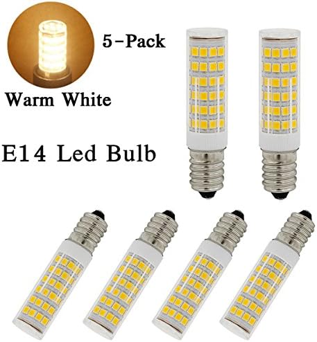 XYTGD 5W Dimmable E14 Light Bulb, 120V 500lm, Warm White 3000K, Led E14 Candelabra Screw base,Omni-directional E14 Base Light Bulb for Ceiling Fan Chandelier Landscape Lighting (Pack of 5)