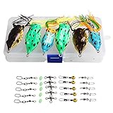 Sougayilang Hollow Frog Fishing Lures Soft Topwater Baits with Tackle Box for Bass Snakehead Saltwater Freshwater Fishing