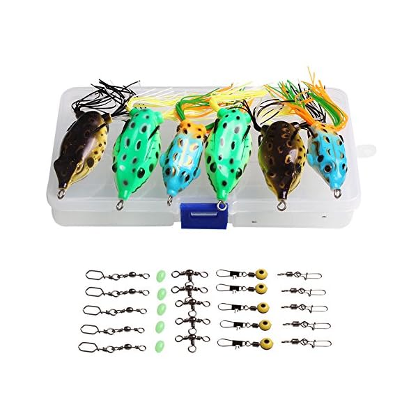 Sougayilang-6Pcs-Hollow-Frog-Fishing-Lures-Soft-Topwater-Baits-with-Tackle-Box-For-Bass-Snakehead-Saltwater-Freshwater-Fishing Sougayilang-6Pcs-Hollow-Frog-Fishing-Lures-Soft-Topwater-Baits-with-Tackle-Box-For-Bass-Snakehead-Saltwater-Freshwater-Fishing