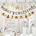 Christmas Party Decoration Banner Flag with Foil Swirl Ceiling Hanging Golden Stars (Golden) for Fireplace Christmas Tree