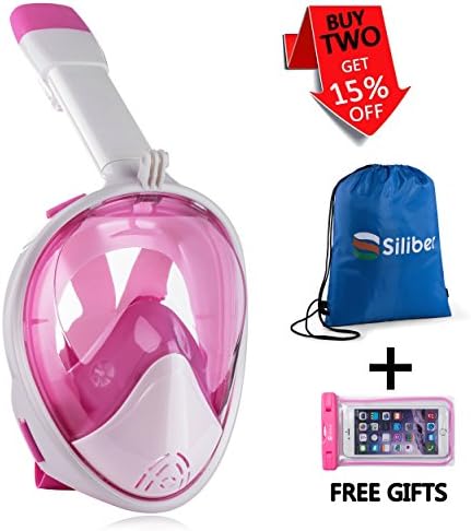 Siliber 180° Full Face Snorkel Mask Full Panoramic View Snorkeling Mask,Easy Breathe with Anti Fog &amp; Anti Leak Design,See More with a Larger Viewing Area,Snorkeling Mask for Adult Swimming,