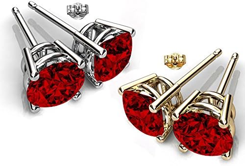 Swarovski Elements Crystals Ruby Color Designer Stud Earrings for Women and Girls by Glimmering