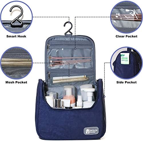 Hanging Toiletry Bag Travel Cosmetic Kit Makeup Bathroom Organizer for Women and Men (Dark Blue) 3 Hanging Toiletry Bag Travel Cosmetic Kit Makeup Bathroom Organizer for Women and Men (Dark Blue)