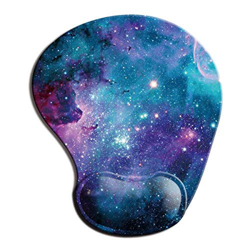 Dooke Ergonomic Mouse Pad with Wrist Support, Cute Mouse Pads with Non-Slip Rubber Base for Home Office Working Studying Easy Typing & Pain Relief Galaxy