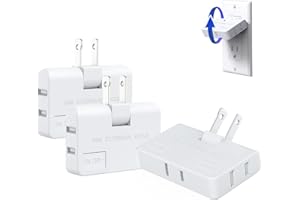 ETwinCoo 3 Way Flat Wall Outlet Extender AC Adapter - 2-Prong Swivel Mini Indoor Wall Tap Plug, Outlet Splitter (Quick & Easy Install) Perfect for Home and Travel, Type A, White (3 Pack)