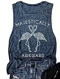 ZJP Women Round Neck Flamingo Print Awkward Letter Print Shirt Tank Tops Camis