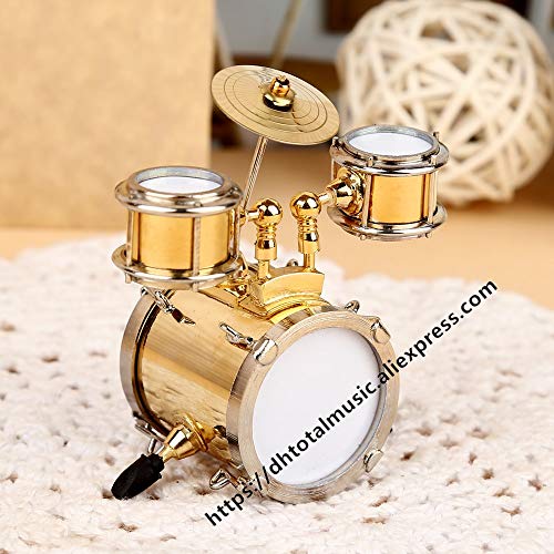 ZAMTAC Dh Miniature Drum Model Replica with Stand and Case Dollhouse Accessories Mini Musical Instrument Ornaments Decoration Gifts - (Size: 8cm)