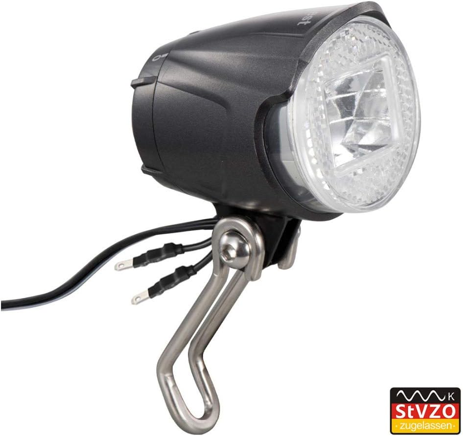 YLYBDDD Headlight LED Bicycle Light Stvzo Approved, Cree Led 40 Lux, Waterproof IPX-5, 6V-48V for Hub Dynamo and Ebike