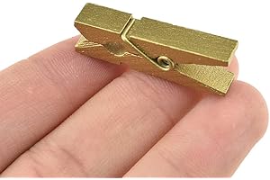 HAHIYO Gold Wooden Clothes Pins Clothespins Small Do NOT Fall Apart 1.38 inches Length 50 Pack Sturdy Strong Springs No Rust No Discoloration for Laundry Bathroom DIY Craft Photos Food Opened Bags